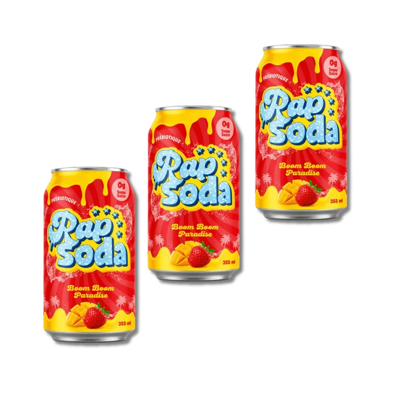 Rap Soda Boom Boom Paradise – Fraise mangue - 355ml - Pack de 3