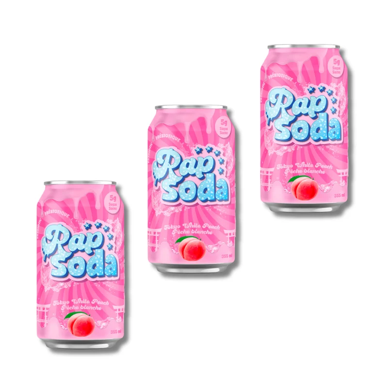 Rap Soda Tokyo White Peach – Pêche blanche - 355ml - Pack de 3