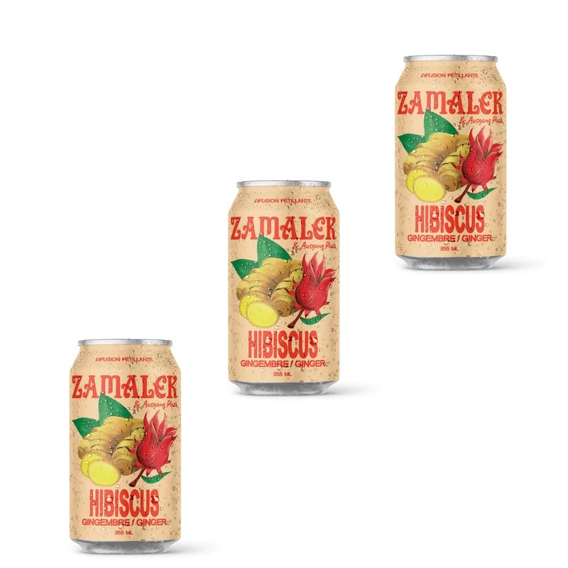 Zamalek - Soda hibiscus gingembre - pétillant - Pack de 3