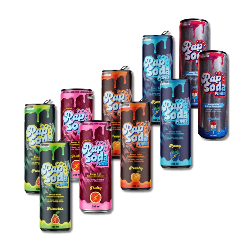 Pack Découverte Rap Soda Power - boissons énergisantes sans sucres - 10 x 355mL