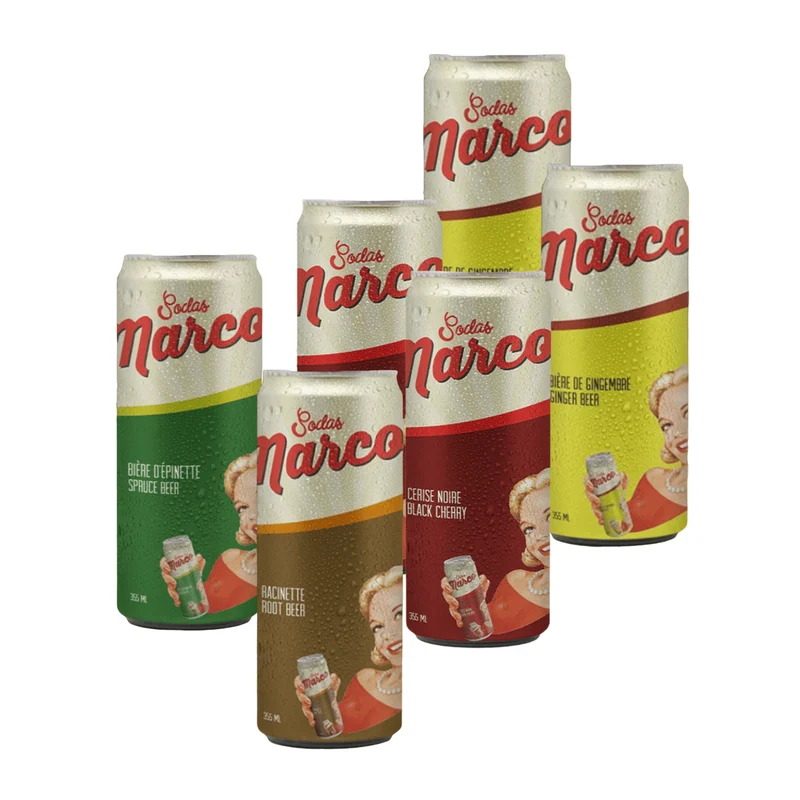 Pack Découverte Sodas Marco - sodas artisanaux du Québec - 6 x 355mL