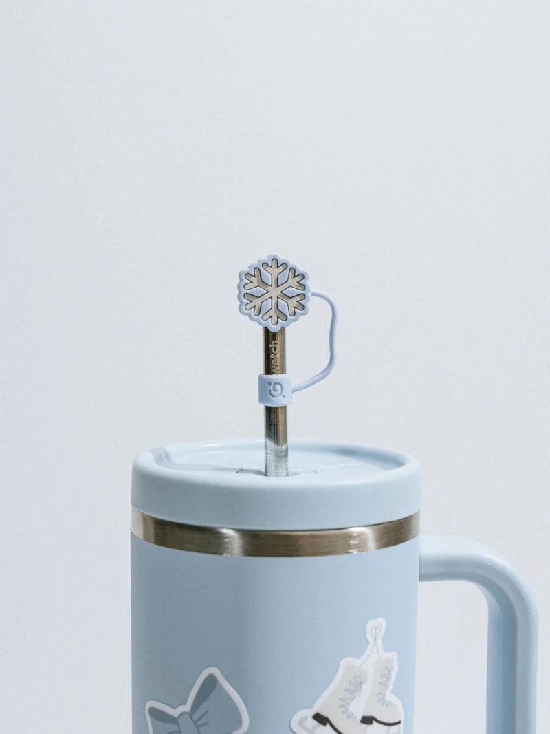 Embout pour paille flocon - Pastel Bleu