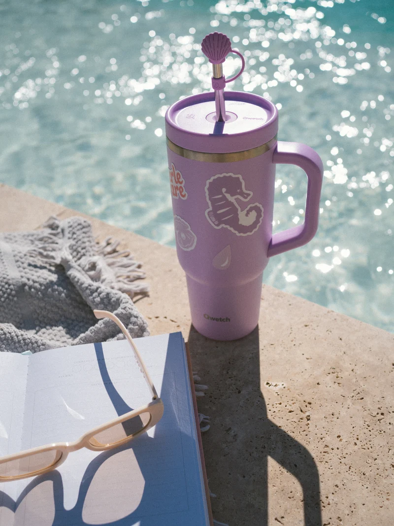 Kit stickers & embout coquillage pour paille - Travel Cup Lavande