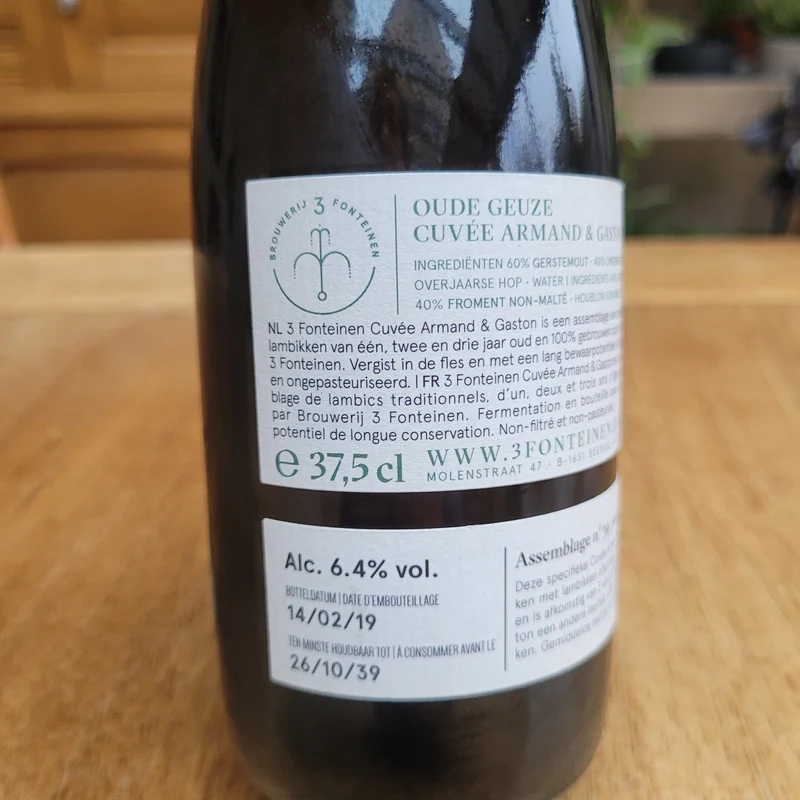 Oude Gueuze Cuvée Armand & Gaston #39 - 3 Fonteinen - 37,5cl
