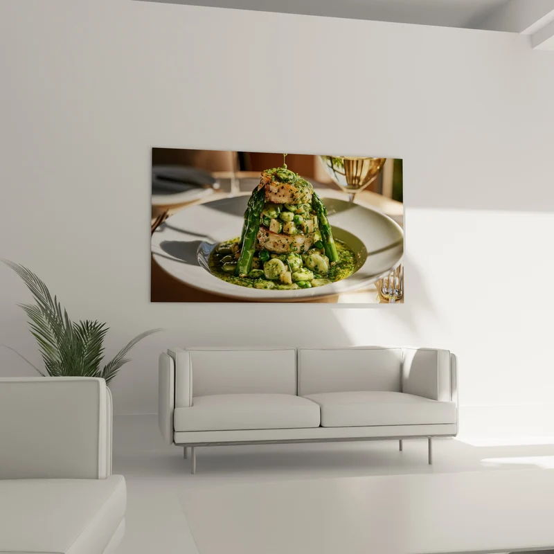 Tableau Verrine gastronomique vert et blanc asperges - Instant gourmet - Edition Plat gastronomique