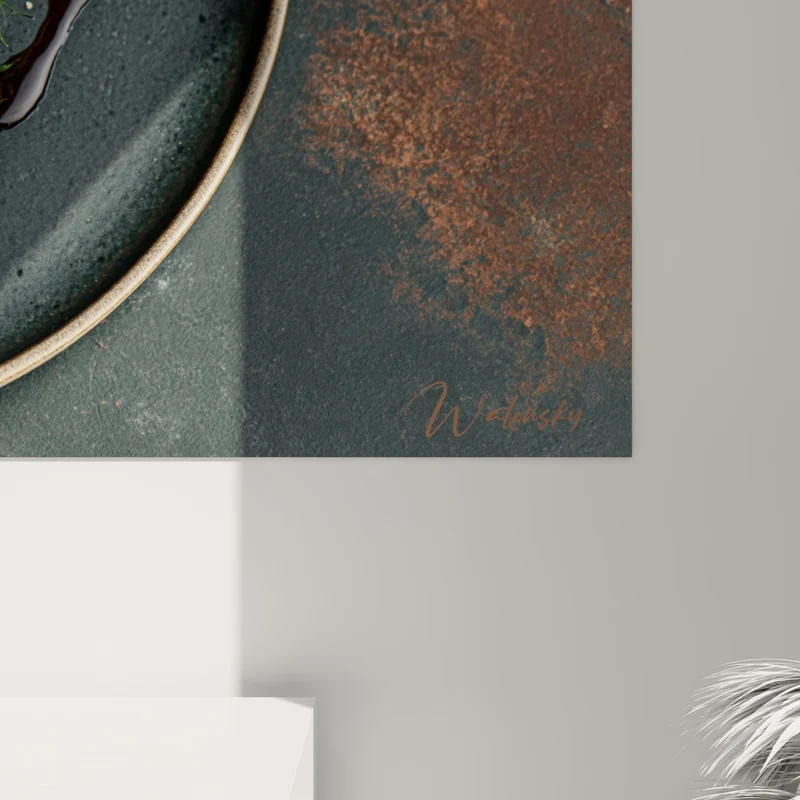 Tableau Saumon laqué assiette anthracite et rouge - Instant gourmand - Edition Plat gastronomique