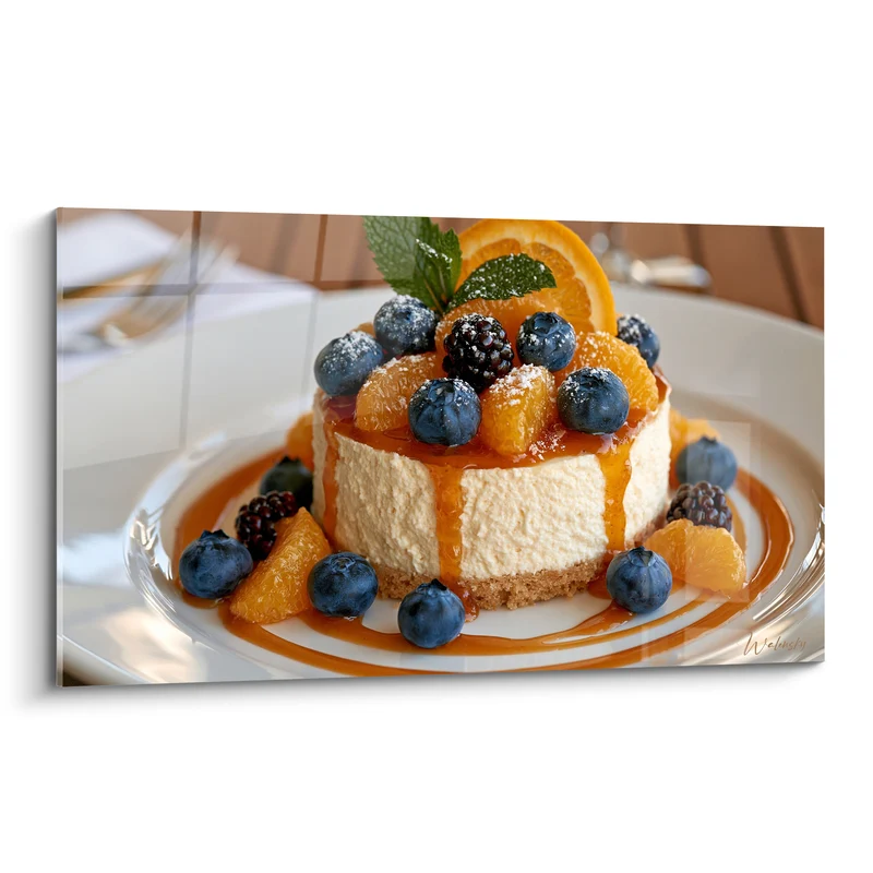 Tableau Cheesecake blanc et bleuets aux fruits - Douceur sucrée - Edition Plat gastronomique