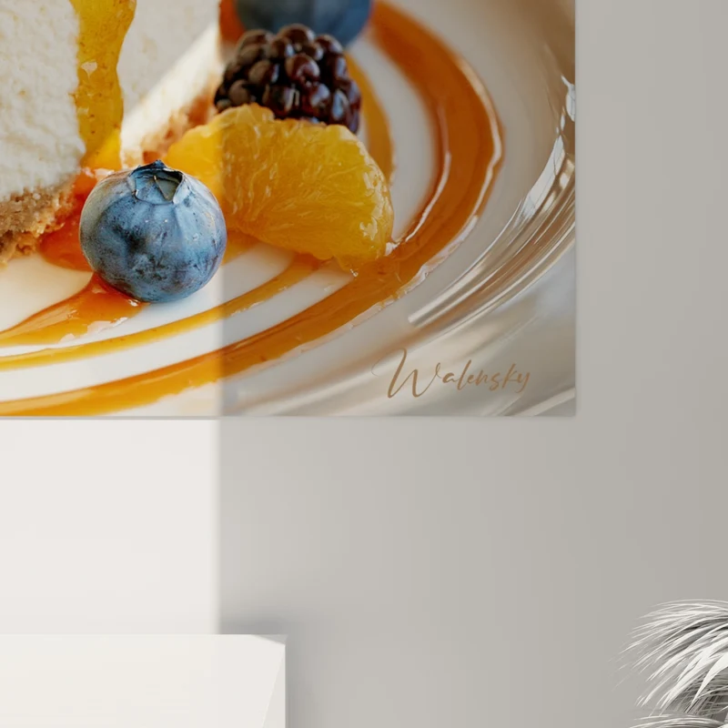 Tableau Cheesecake blanc et bleuets aux fruits - Douceur sucrée - Edition Plat gastronomique
