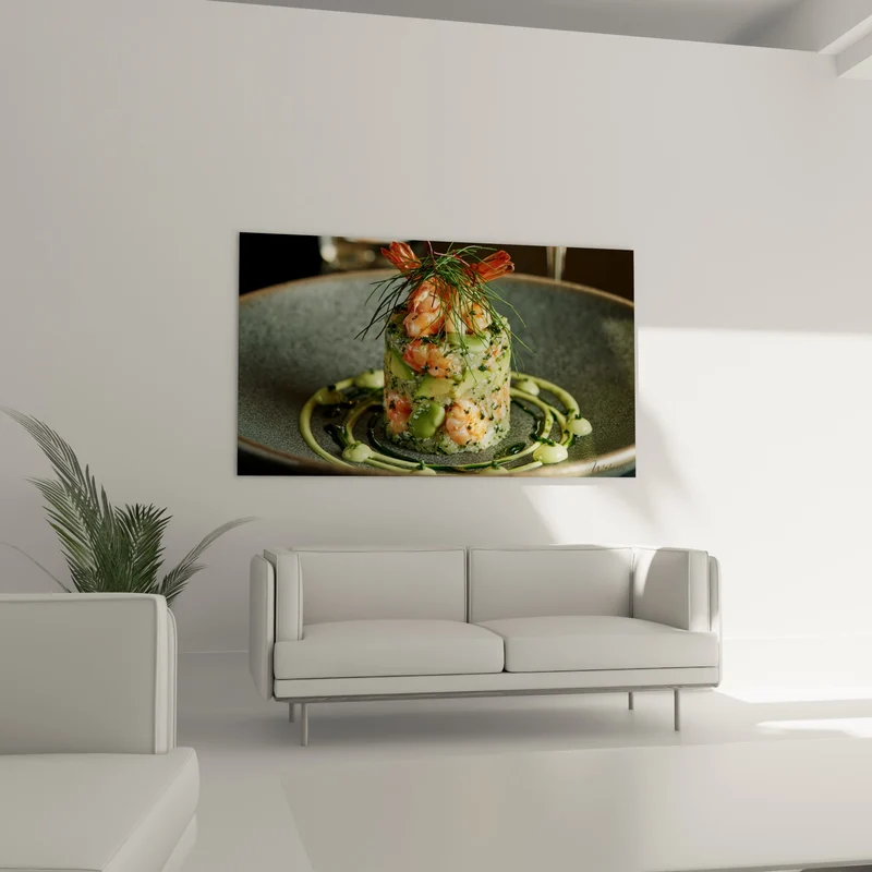 Tableau Tartare de crevettes vert et anthracite - Précision en cuisine - Edition Plat gastronomique