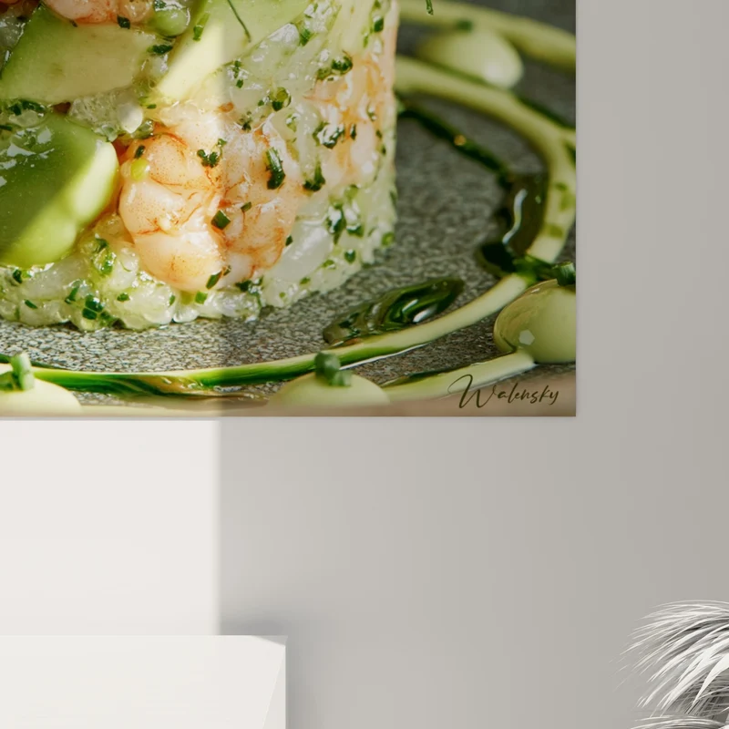 Tableau Tartare de crevettes rose et vert avocat - Raffinement gourmand - Edition Plat gastronomique