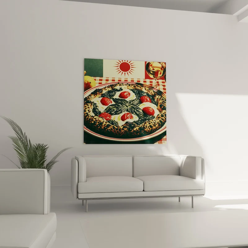 Tableau Pizza napolitaine rouge et verte croûte carbonisée - Trattoria italienne - Edition Pizza