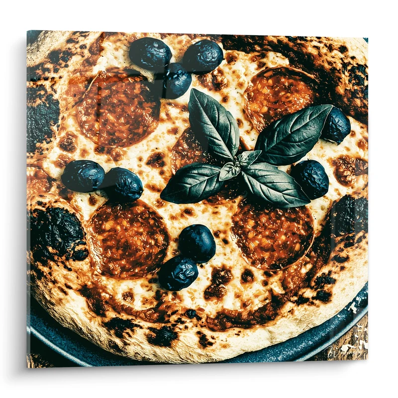 Tableau Pizza croûte dorée aux olives noires - Sortie du four - Edition Pizza