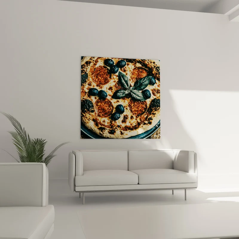 Tableau Pizza croûte dorée aux olives noires - Sortie du four - Edition Pizza