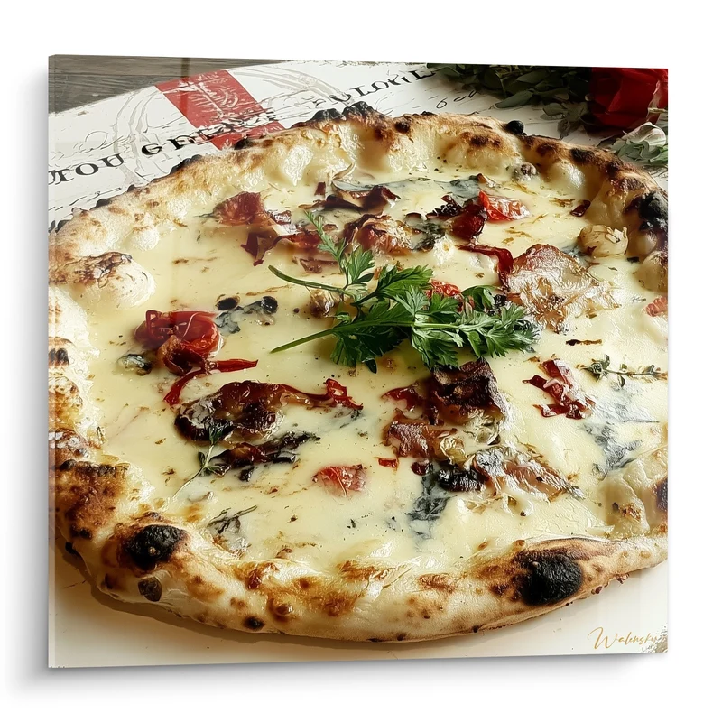 Tableau Pizza artisanale croûte dorée garniture persillée - Gourmandise italienne - Edition Pizza