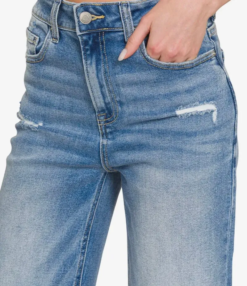 Distressed Raw Hem Jeans