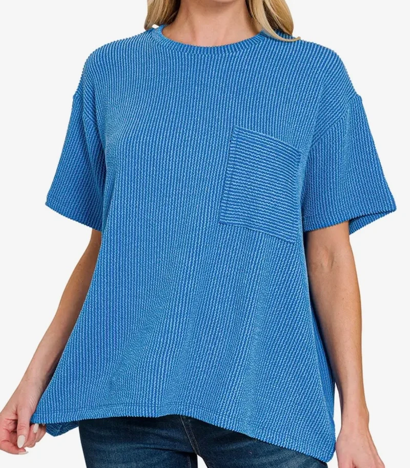 Front Pocket Ribbed Top