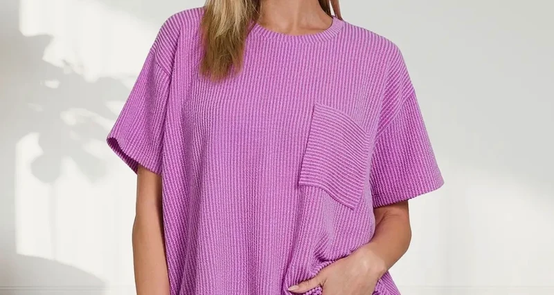 Front Pocket Ribbed Top