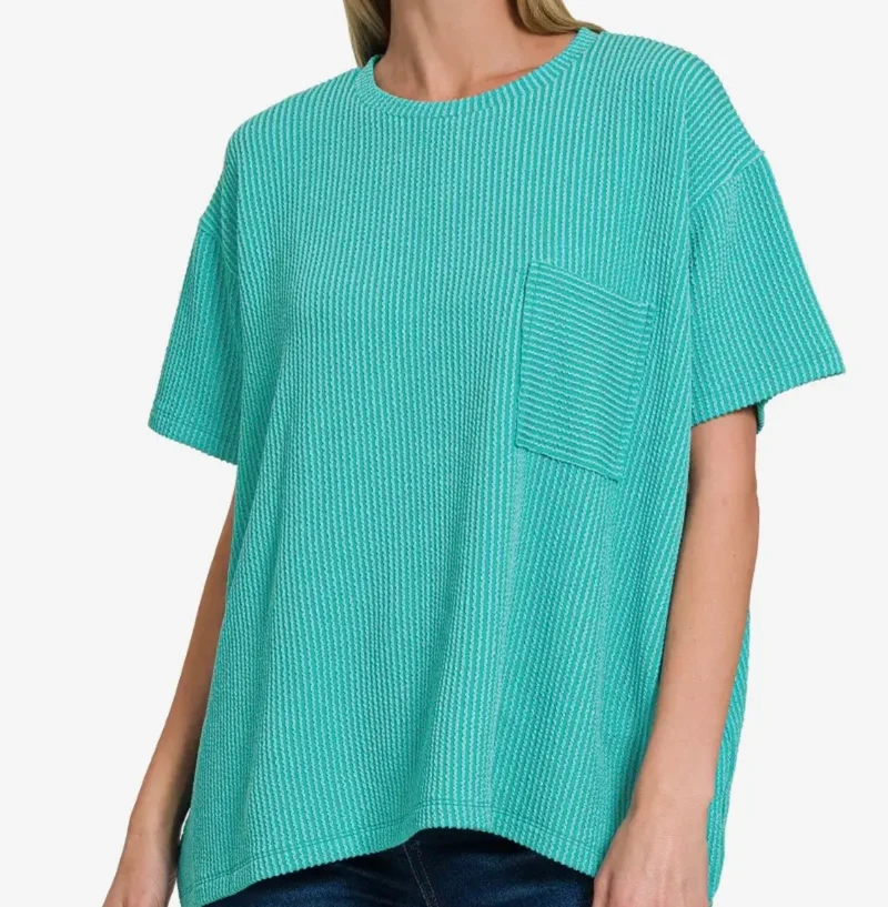 Front Pocket Ribbed Top