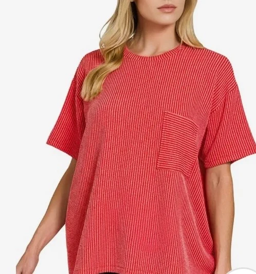 Front Pocket Ribbed Top