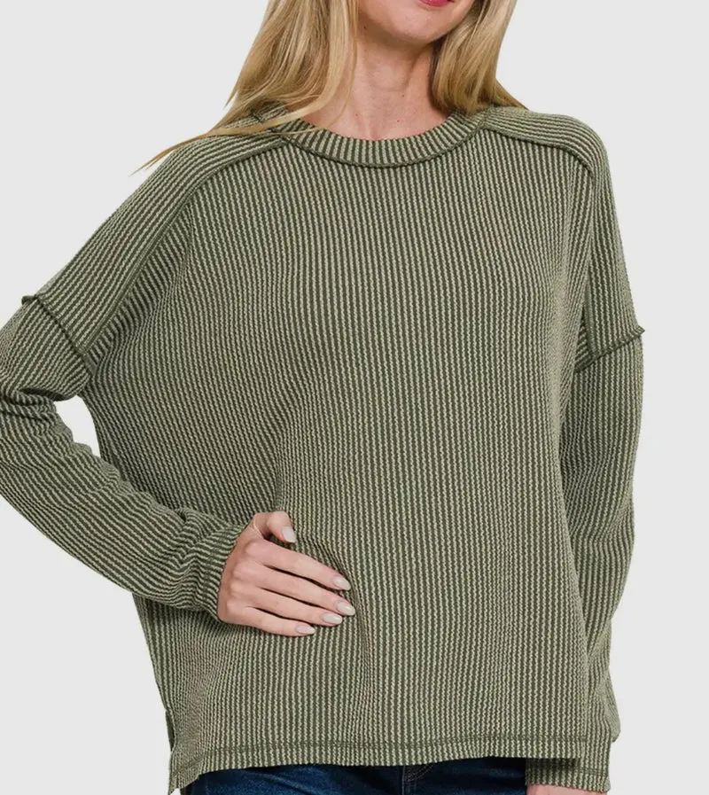 Long Sleeve Ribbed Pullover