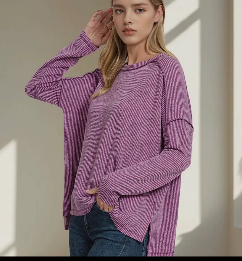 Long Sleeve Ribbed Pullover