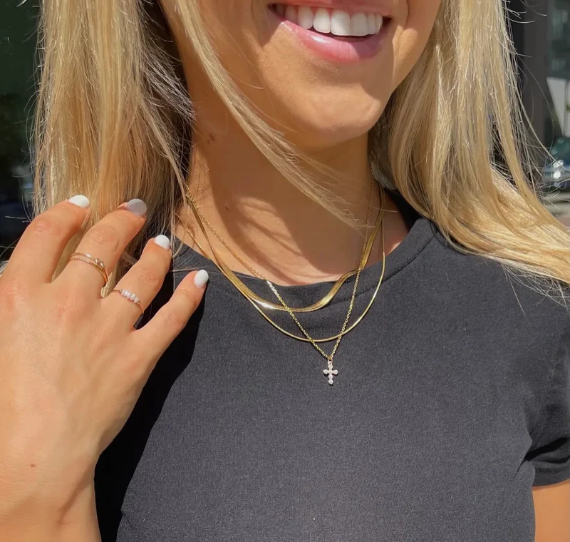 Stainless Steel Pearl Cross Necklace