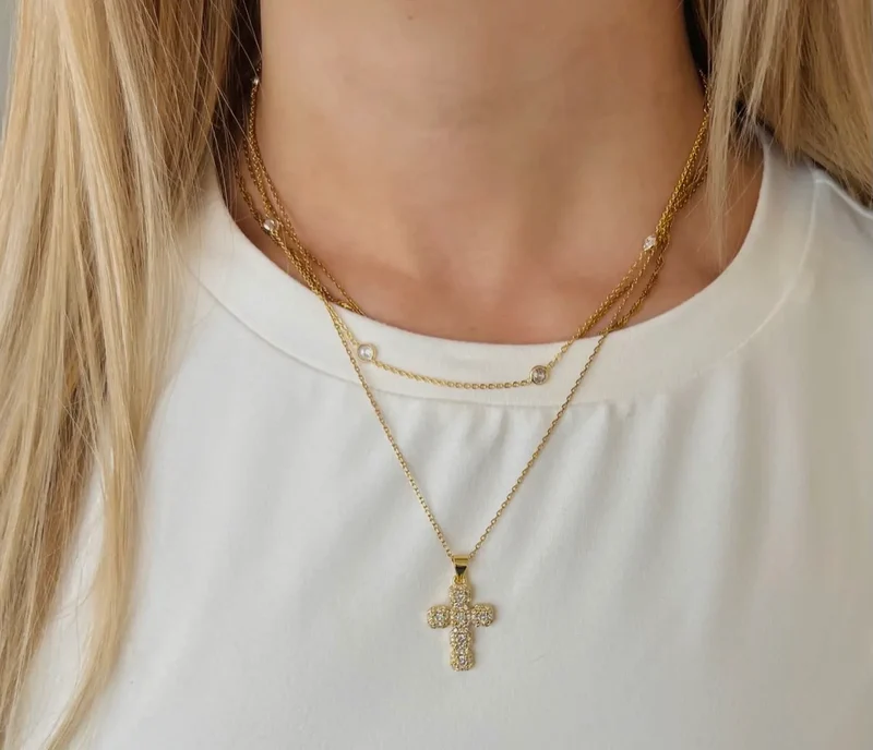 Diamond cross necklace