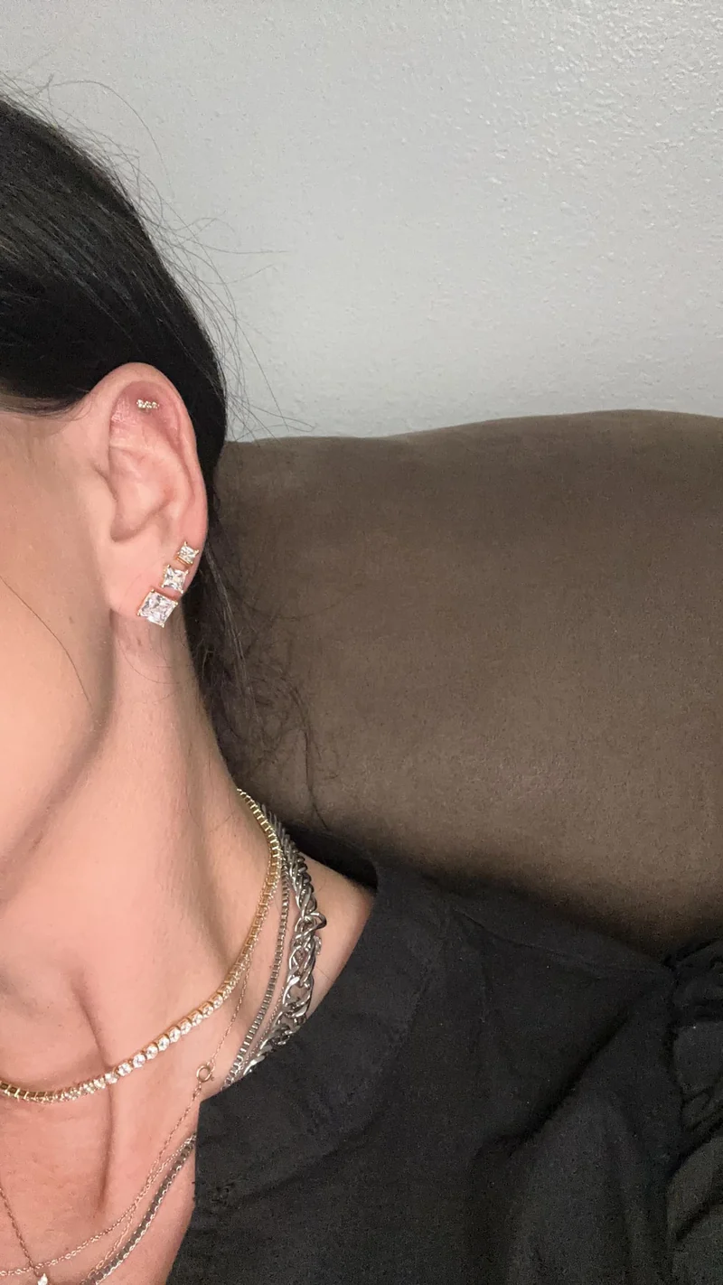 Waterproof Princess Cut CZ Studs