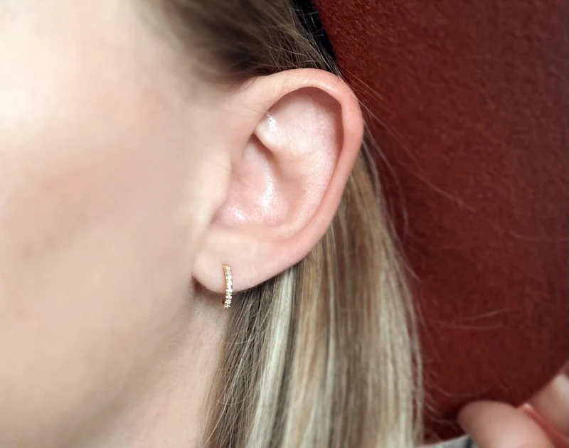 18K Gold Filled Thin Line CZ Hoop Earrings