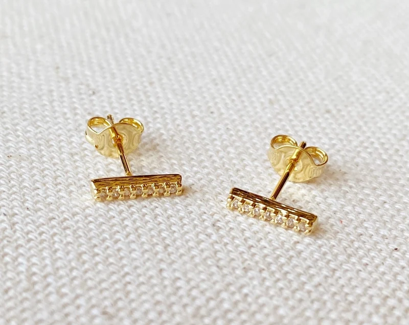18K Gold Filled Dainty CZ Bar