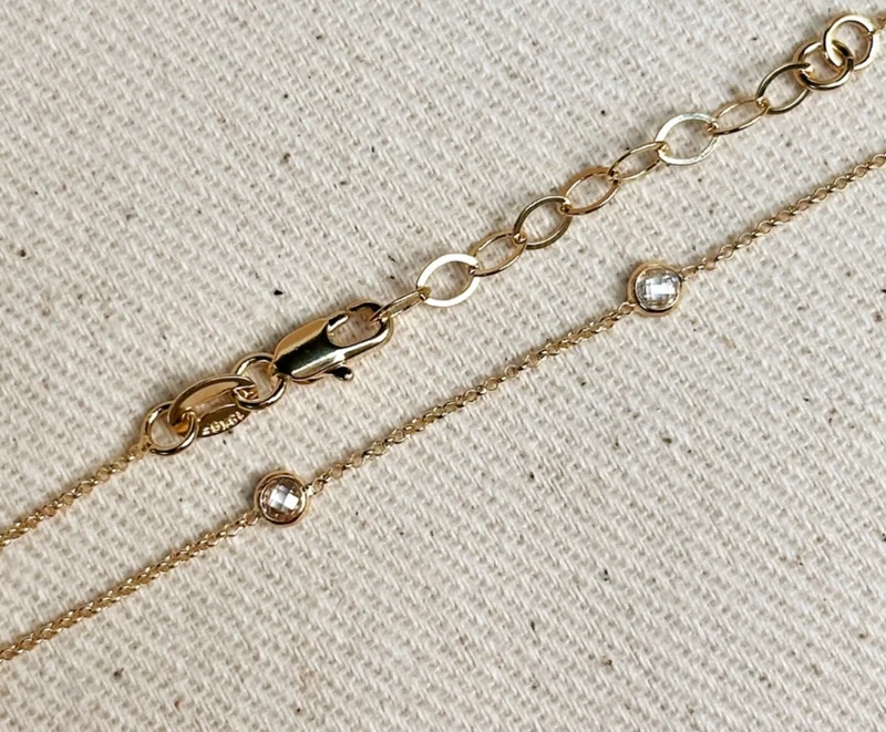 Bezel CZ Necklace 18K Gold Filled