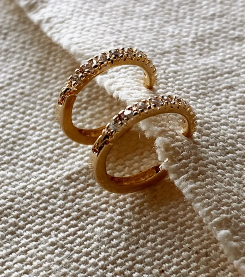 CZ Hoop Earrings 18K Gold Filled