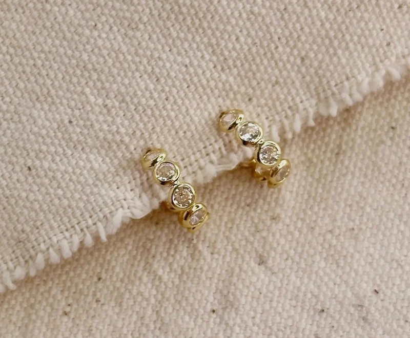 Bezel CZ Hoops - Waterproof