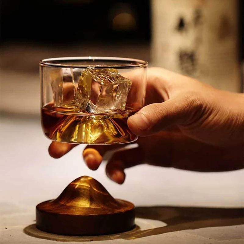 Verre Whisky Socle en Bois [Cristal]