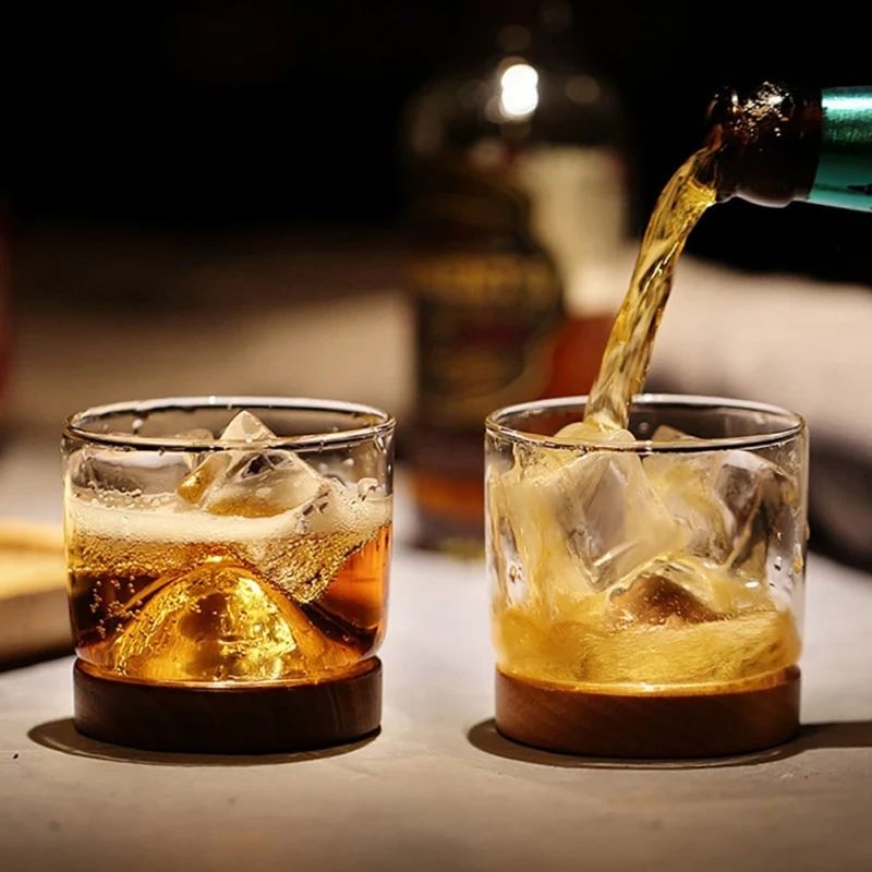 Verre Whisky Socle en Bois [Cristal]