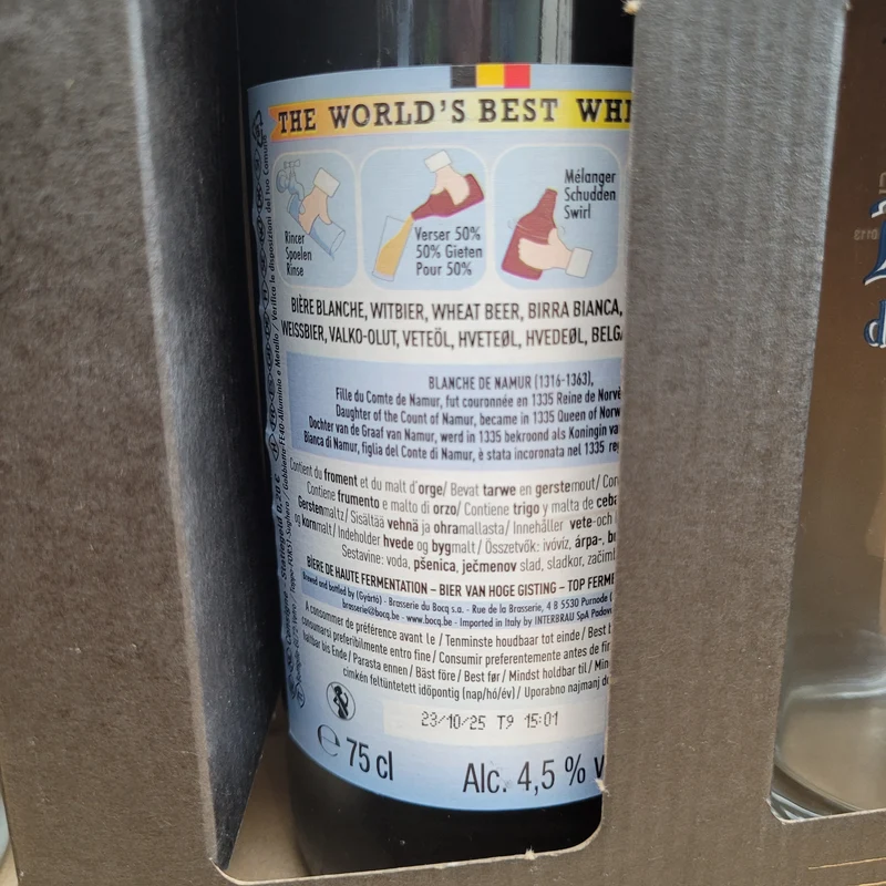 PROMO - Pack Blanche de Namur - 1x75cl + 2 verres