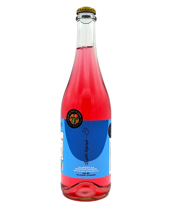 Jus pétillant aux pommes et camerises