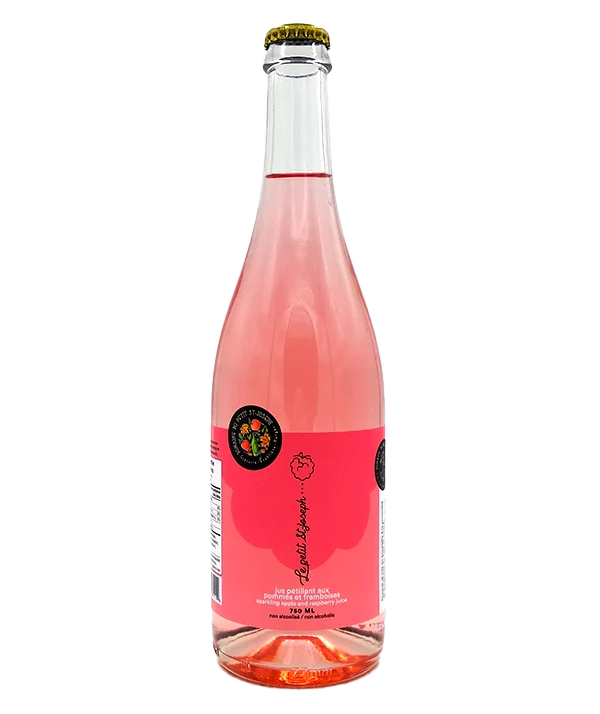 Jus pétillant aux pommes et framboises