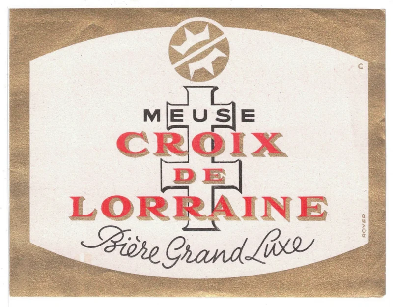 Etiquette de brasserie originale ancienne bière Croix de Lorraine Meuse