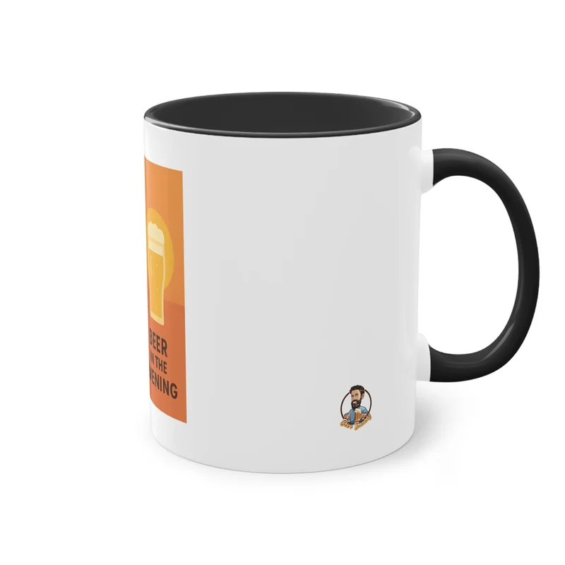 Tweekleurige koffietas: Koffie in de ochtend, bier in de avond.