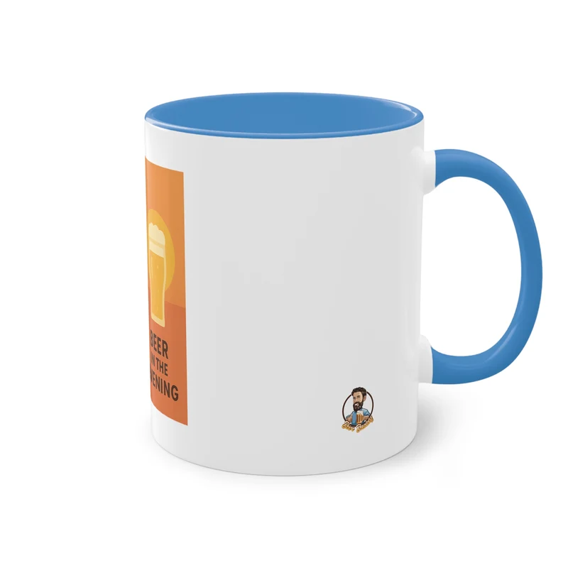 Tweekleurige koffietas: Koffie in de ochtend, bier in de avond.
