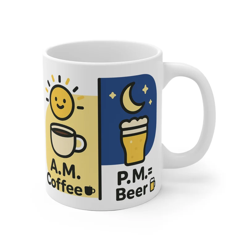 Keramische Koffietas: AM Coffee / PM Beer