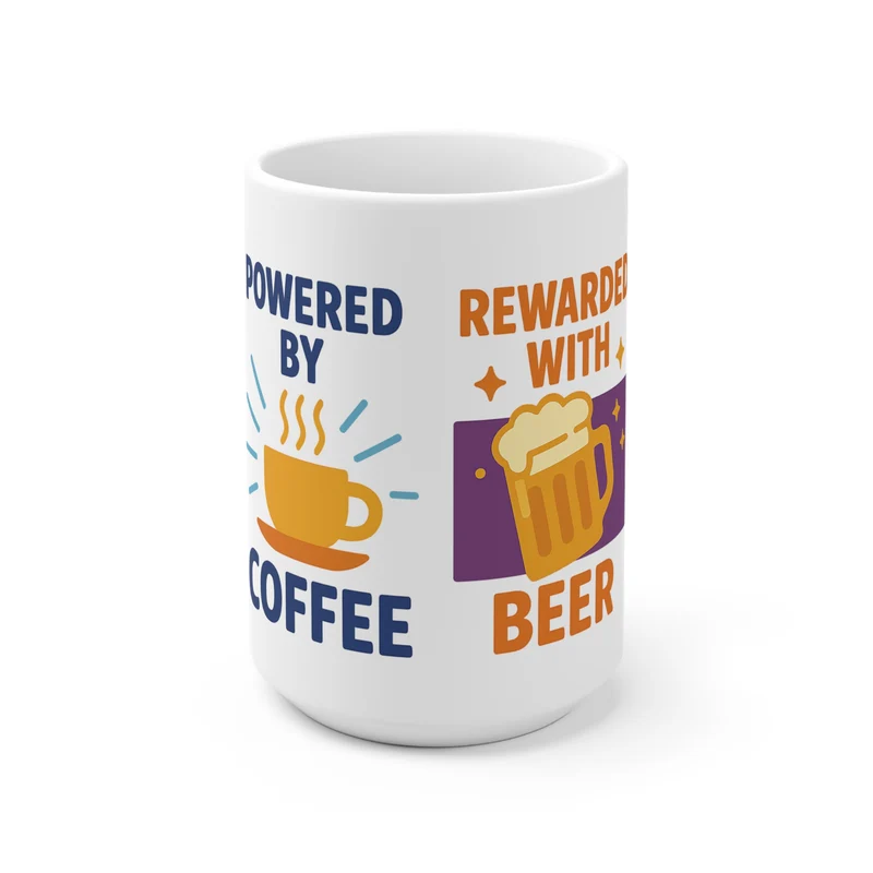 Keramische tas: powered by Coffee, rewarded with beer