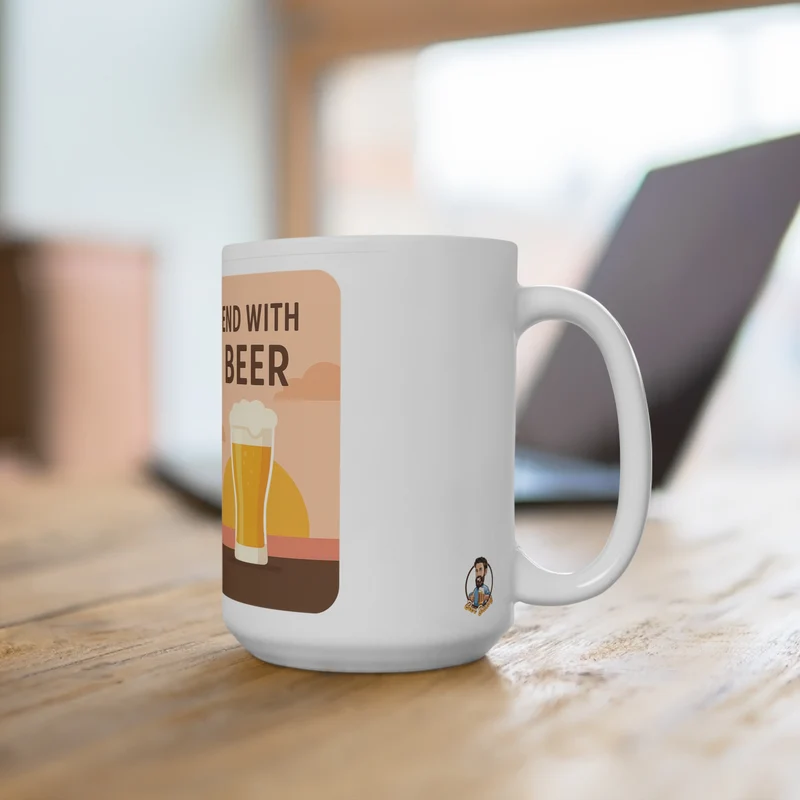 Keramische koffietas - "Start with Coffee, end with beer"