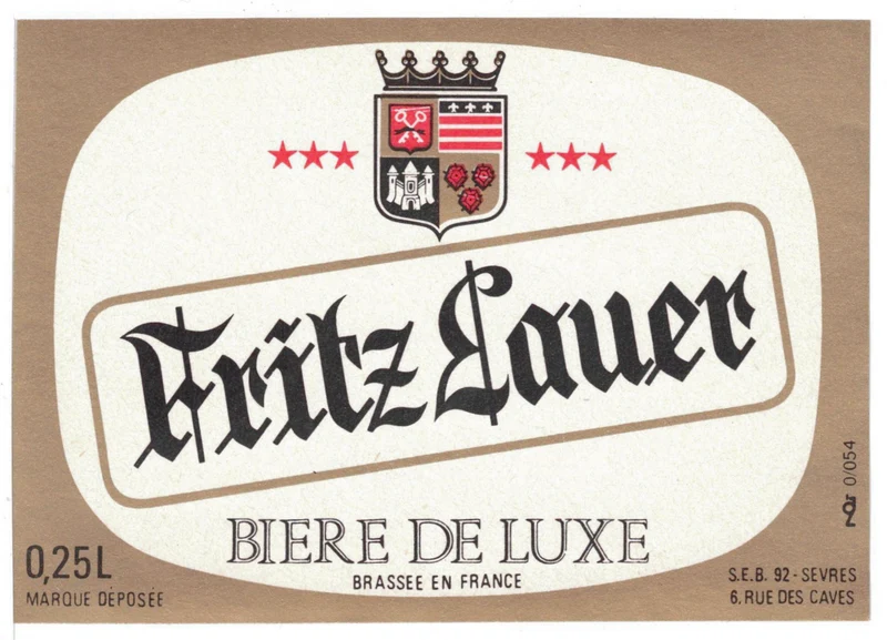 Etiquette de brasserie originale ancienne bière Fritz Lauer Carcassonne