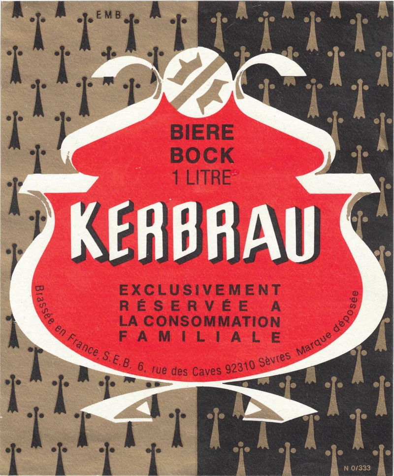 Etiquette de bière Kerbrau originale ancienne brasserie