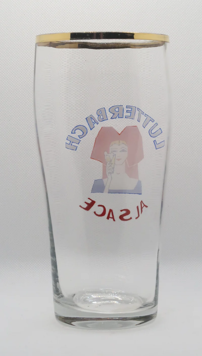 Ancien verre à bière émaillé brasserie Lutterbach